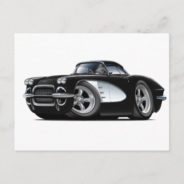 1961 Corvette Black Car Postcard (Front)