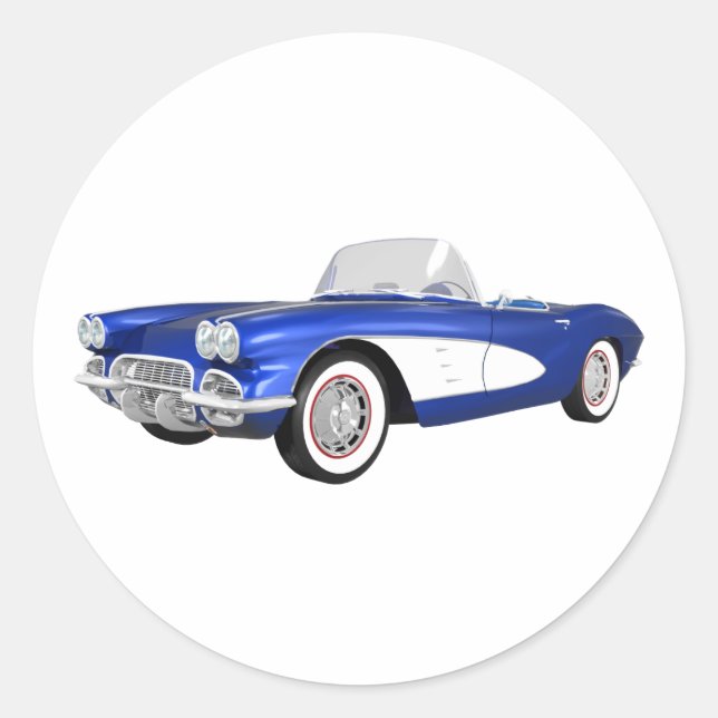 1961 Corvette C1: Blue Finish: Classic Round Sticker (Front)