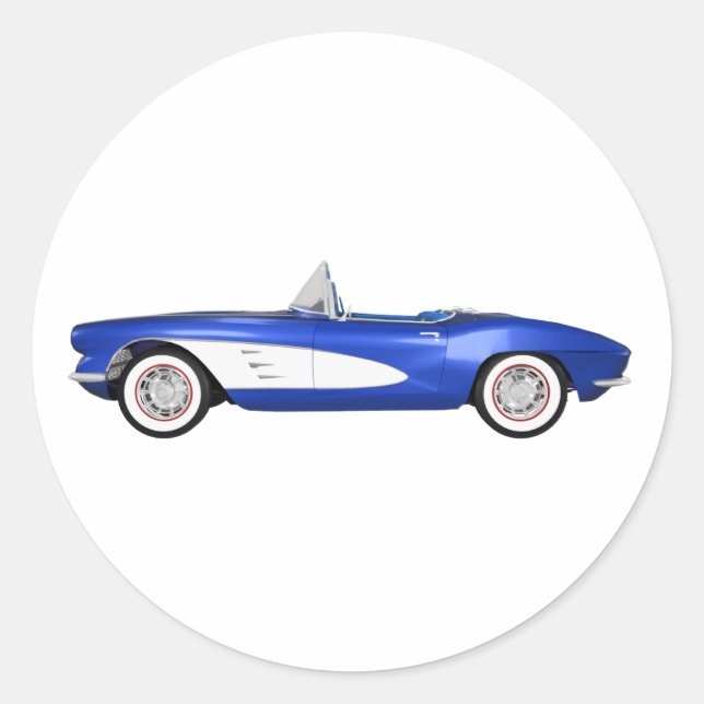 1961 Corvette C1: Blue Finish: Classic Round Sticker (Front)
