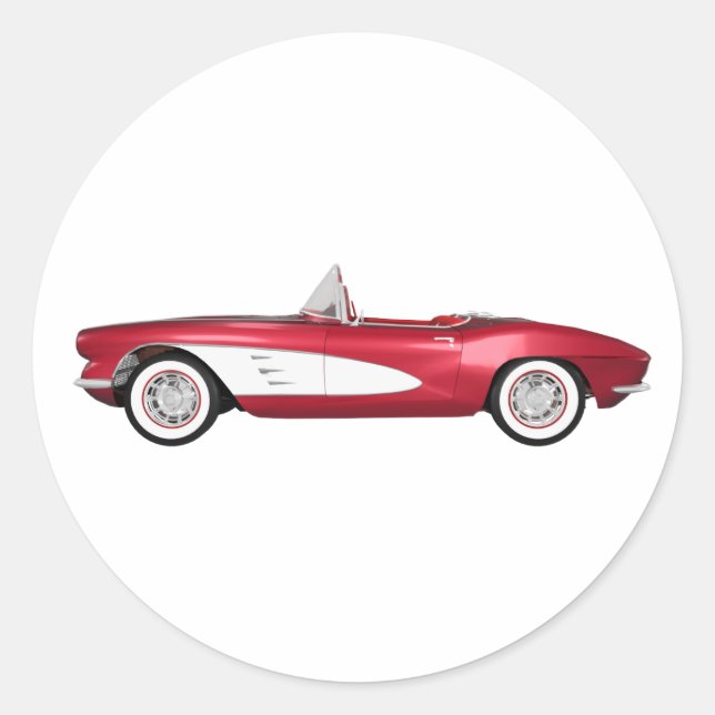 1961 Corvette C1: Candy Apple Finish: Classic Round Sticker (Front)