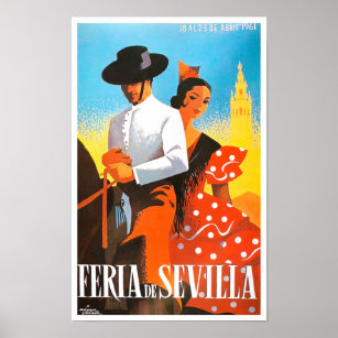 1961 feria de Sevilla vintage travel Poster