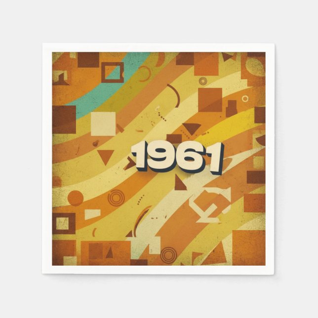 1961 - Retro Vintage 60s Geometric Design - Napkin (Front)