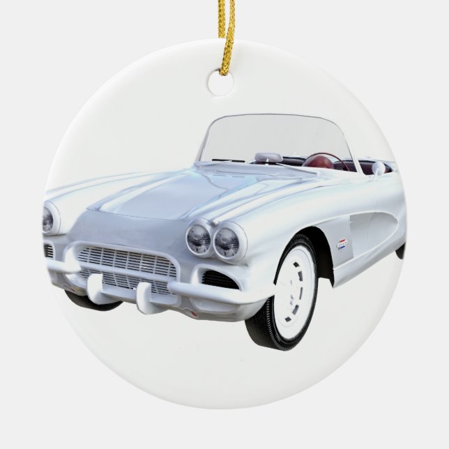 1961 White Corvette Ceramic Tree Decoration (Front)