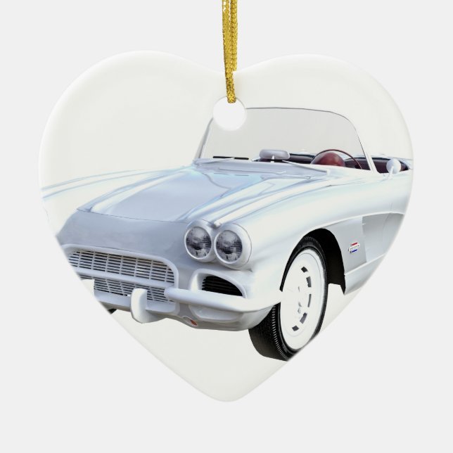 1961 White Corvette Ceramic Tree Decoration (Front)