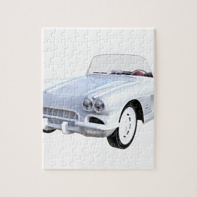 1961 White Corvette Jigsaw Puzzle (Vertical)