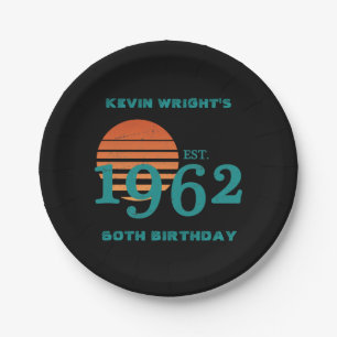 1962 60th Birthday Vintage Sunset Paper Plate