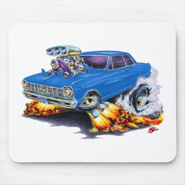 1962-65 Nova Blue Car Mouse Pad (Front)