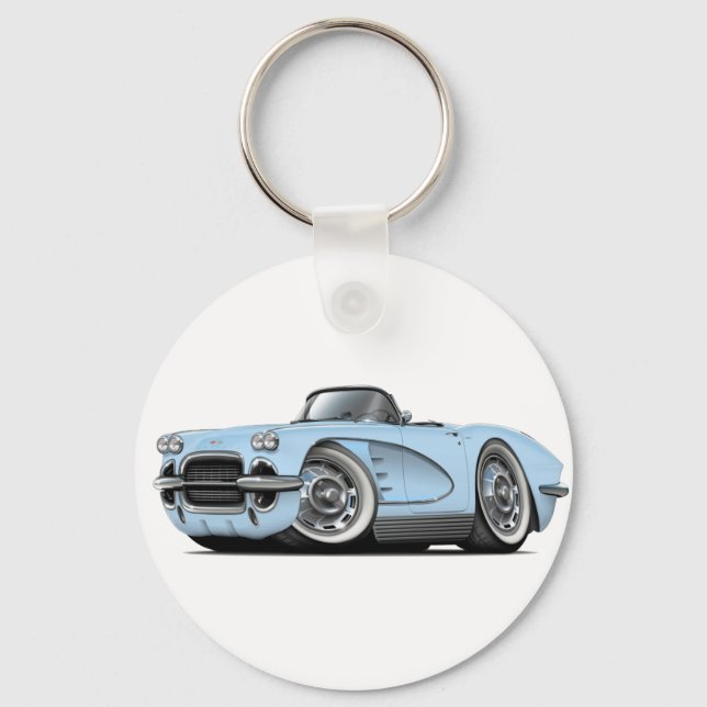 1962 Corvette Lt Blue Convertible Key Ring (Front)