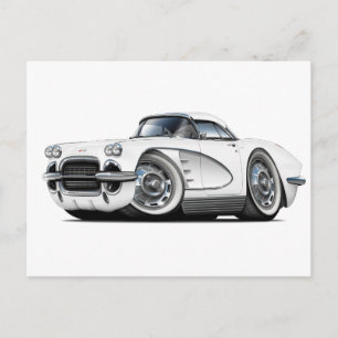 1962 Corvette White Car Postcard