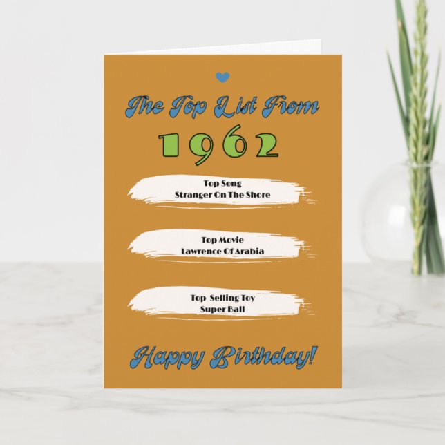 1962 Top List Birthday Card (Front)