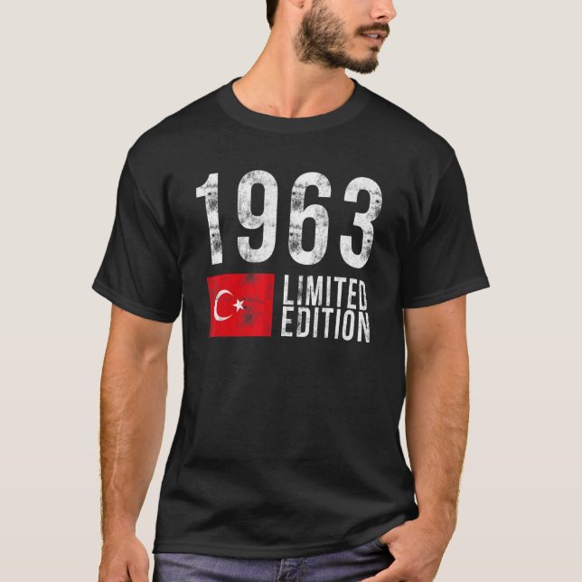 1963 Limited Edition Turkey with Flag Birthday T-Shirt (Front)