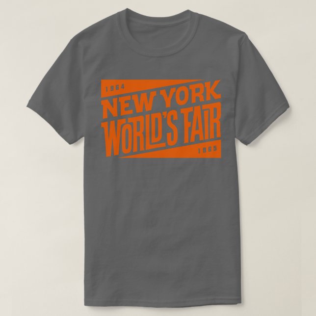 196465 New York Worlds Fair Tiki Font Orange T-Shirt (Design Front)