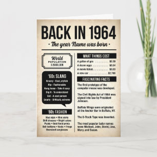 1964 Back in the Day, Fun Facts Birthday Card