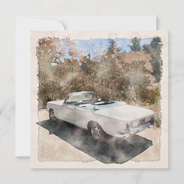 1964 corvair convertible watercolor greeting card (Front)