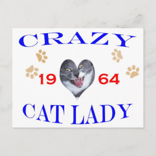 1964 Crazy Cat Lady Postcard