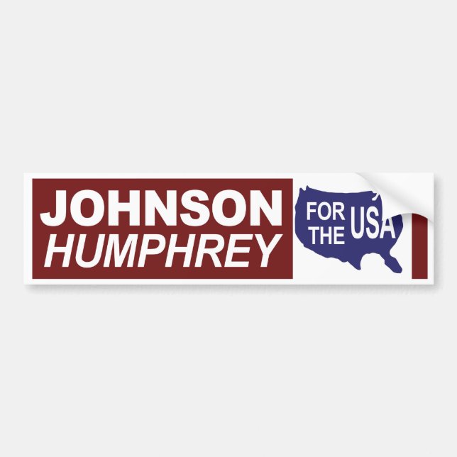 1964 Johnson Humphrey For The USA Bumper Sticker (Front)