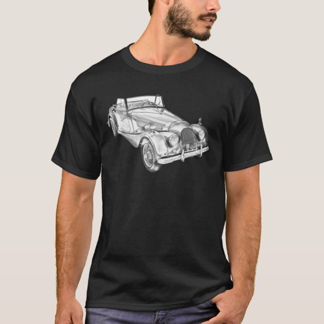 1964 Morgan Plus 4 Convertible Sports Car Illustra T-Shirt (Front)