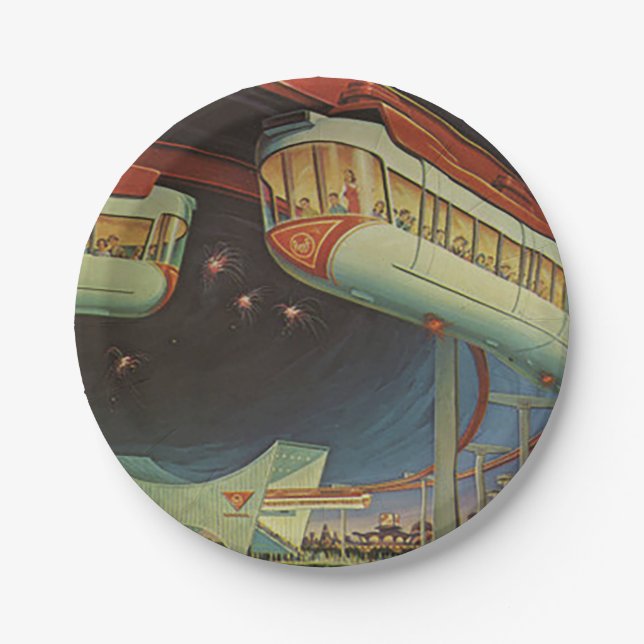 1964 New York World's Fair Monorail Paper Plate (Front)
