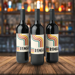 1964 Retro Stripe Vintage Poster Wine Label