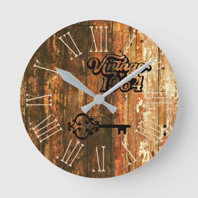 1964 Vintage old wood Round Clock (Front)