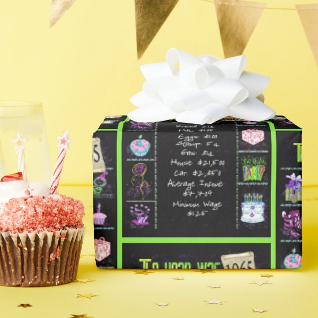 1965 Birthday Year Trivia Wrapping Paper (Birthday Party)