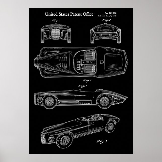 1965 Classic Car Patent Art Poster (Front)
