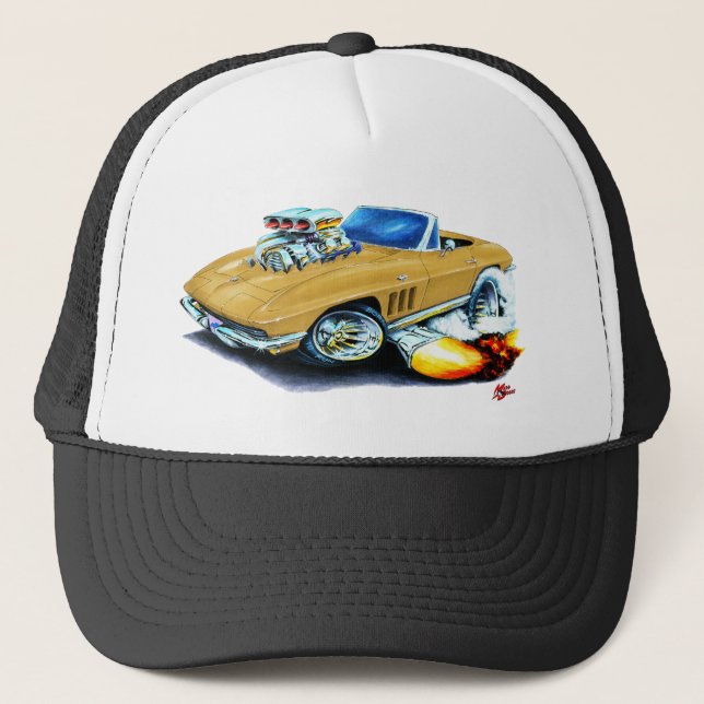 1965 Corvette Gold Convertible Trucker Hat (Front)