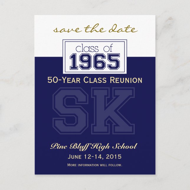 1965 Custom Class Reunion Save-the-Date Announcement Postcard (Front)