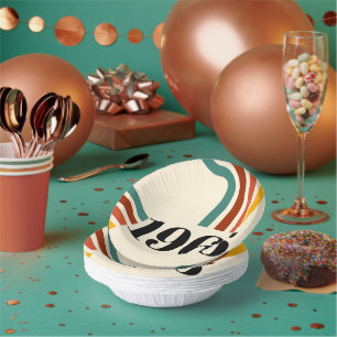 1965 Retro Stripe Vintage Poster Paper Plate