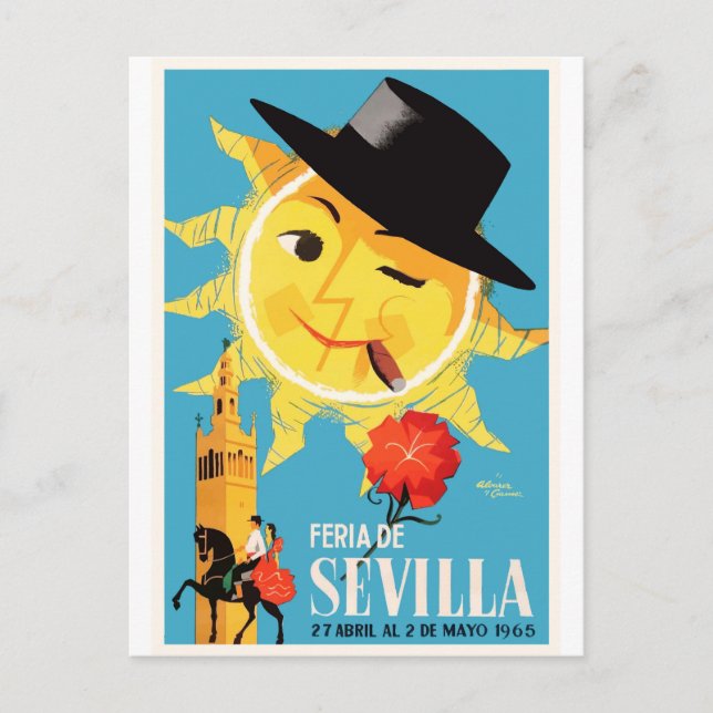 1965 Seville Spain April Fair Poster Postcard (Front)