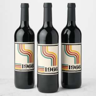 1966 60th Birthday Retro Stripe Vintage  Wine Label