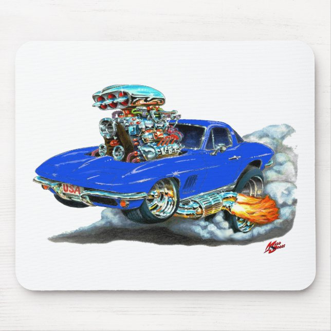 1966-67 Corvette Blue Car Mouse Pad (Front)