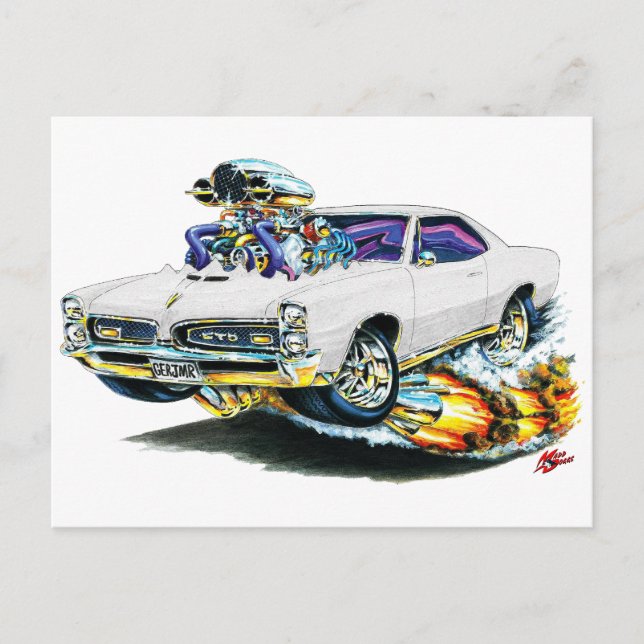 1966-67 GTO White Car Postcard (Front)