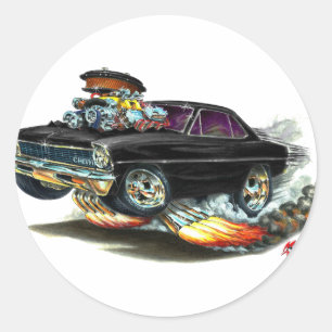 1966-67 Nova Black Car Classic Round Sticker