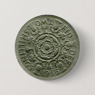 1966 British two shilling button