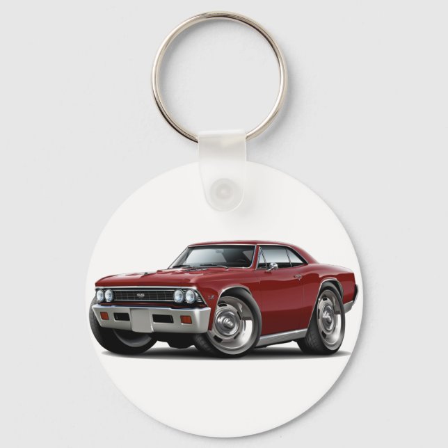 1966 Chevelle Maroon Car Key Ring (Front)
