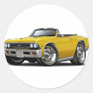 1966 Chevelle Yellow Convertible Classic Round Sticker