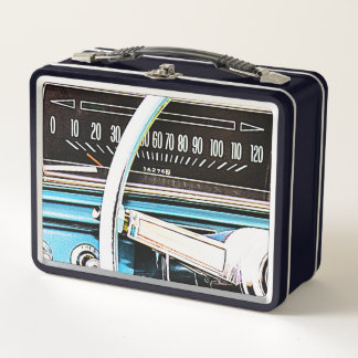 1966 Classic Car Speedometer Metal Lunch Box