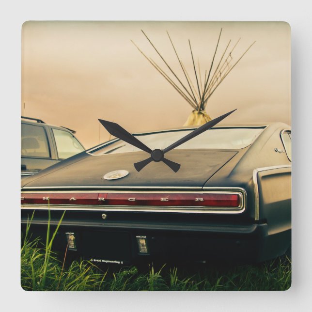 1966 Dodge Charger Square Wall Clock (Front)