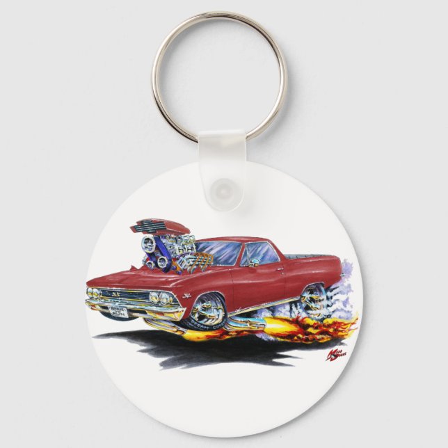 1966 El Camino Maroon Truck Key Ring (Front)