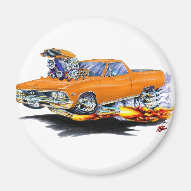 1966 El Camino Orange Truck Magnet (Front)