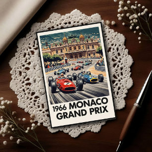 1966 Monaco Grand Prix Vintage Postcard
