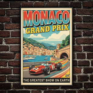 1966 Monaco Grand Prix Vintage Wall Poster