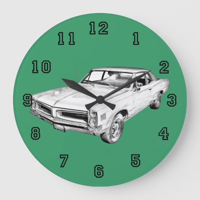 1966 Pontiac Lemans Car Illustration Large Clock (Front)