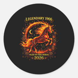 1966 Year Fire Horse 60th Classic Round Sticker