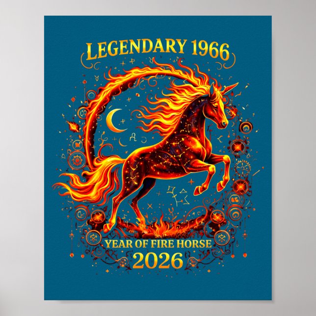 1966 Year Fire Horse 60th Illustration Poster (Front)