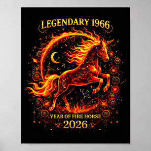 1966 Year of The Fire Horse 60th Birthday Chinese Poster