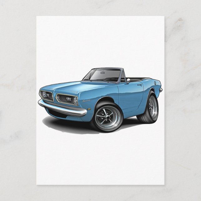 1967-69 Barracuda Lt Blue Convertible Postcard (Front)
