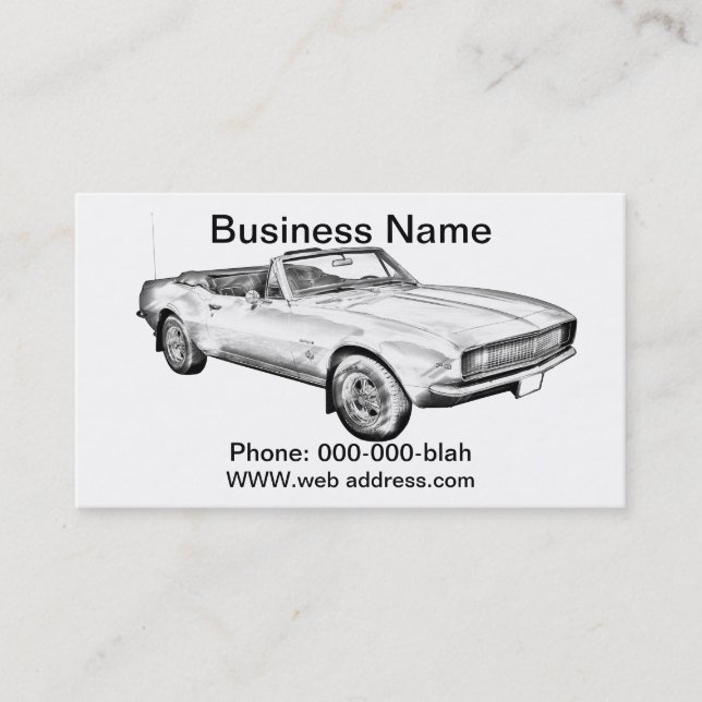 1967 Camaro muscle Car Illustration Business Card (Front)