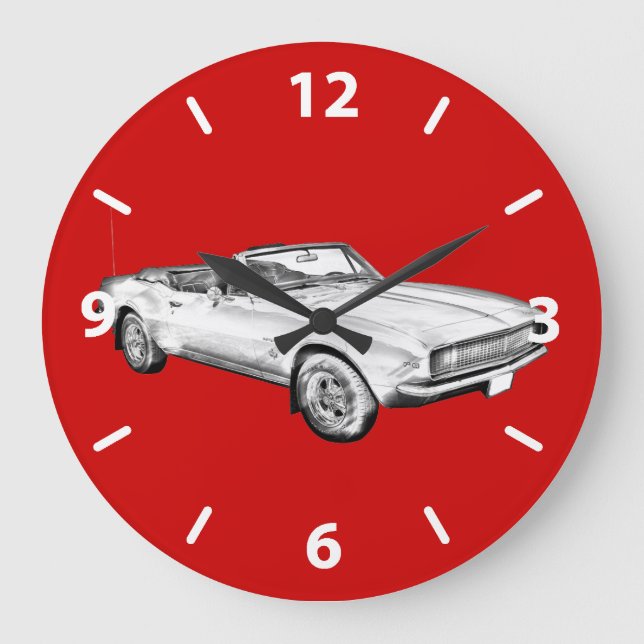 1967 Camaro muscle Car Illustration Large Clock (Front)